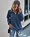 PRETTYGARDEN Women's Casual Long Sleeve Lapel Zipper Sweatshirt Drawstring Loose Pullover Tops (Dark Blue, Large)