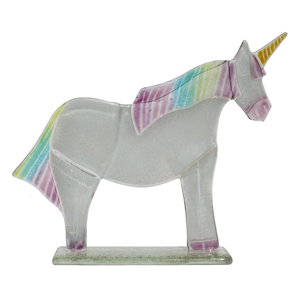 D & J Glassware Hope the Unicorn Fused Glass Sculpture