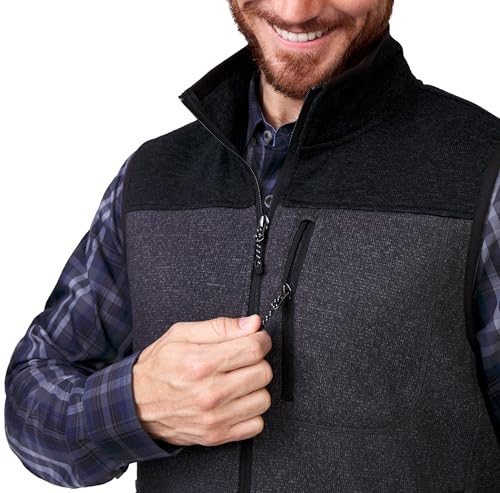 Image of Charcoal Color Block Fleece Vest with Full Zip