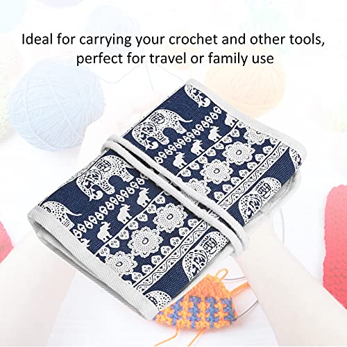 Image of Zerodis Knitting Needles Case Rolling Crochet Hooks Storage Bag Knitting Needles Case Empty Organizer Empty Crochet Hooks Storage Bag with Zipper(#1)