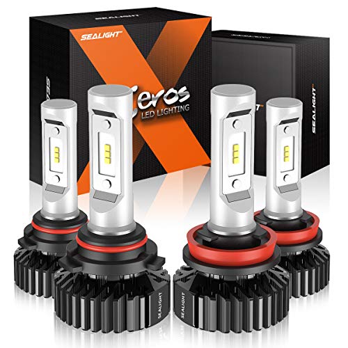 SEALIGHT 9005/HB3 High Beam H11/H9 Low Beam LED Headlight Bulbs Combo Package CSP