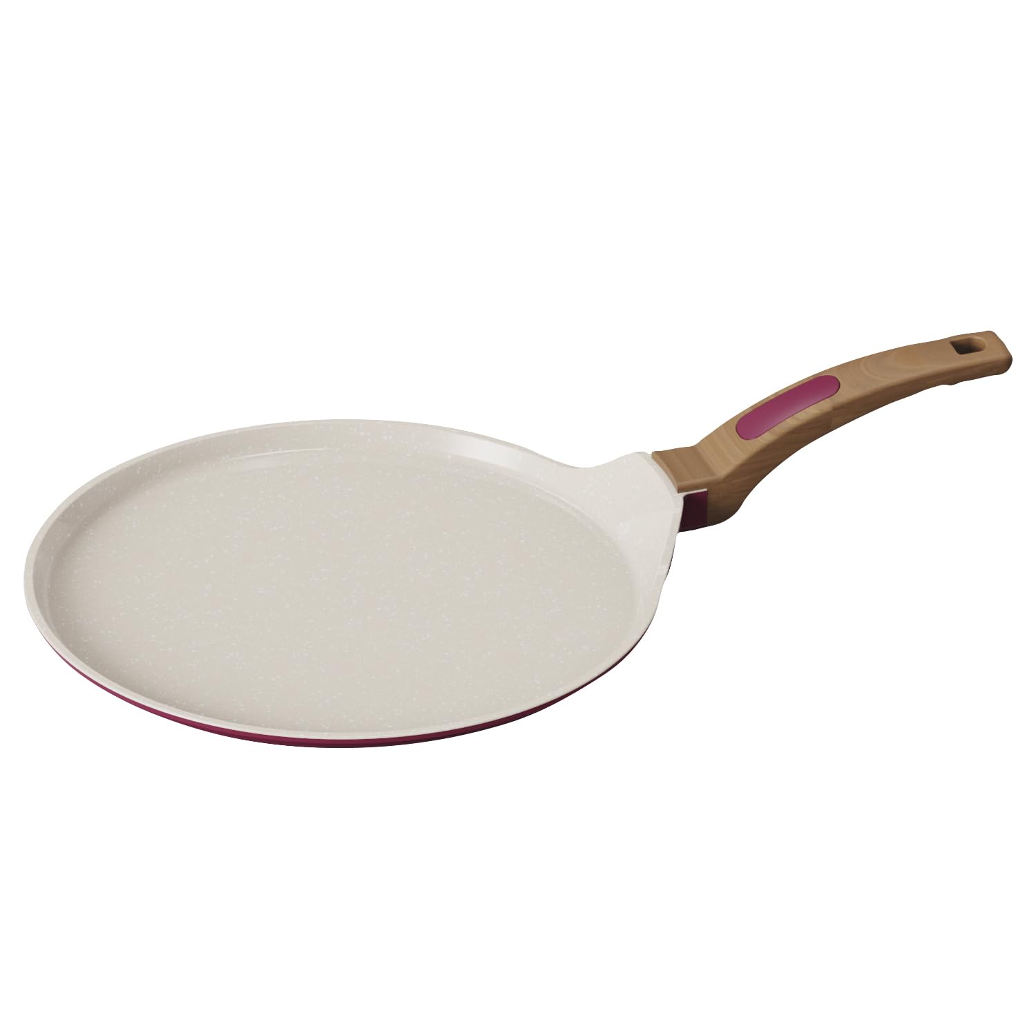 Cooksmart Signature 28cm Crepe Pan – Cast Aluminium | Non-Stick | PFOA & PFAS Free | Induction, Gas, & Electric Hob Compatible | Dishwasher Safe | Ergonomic Handle (Raspberry)