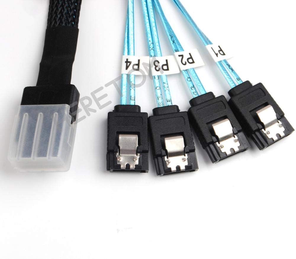 10Pcs/lot Mini-SAS SFF-8087 to 4 SATA Cable Mini SAS 4i SFF8087 36P to 4 SATA 7P Cable 12Gbps Drive Data Cable 100cm