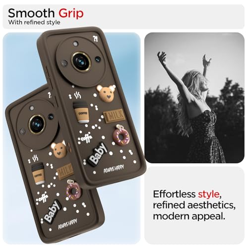 Image of Pikkme Back Cover for Realme 11 Pro / 11 Pro Plus 5G / Narzo 60 Pro 5G | Cute Fun Cartoon 3D Bear Silicone Full Body Protection Bumper Cover (Brown)
