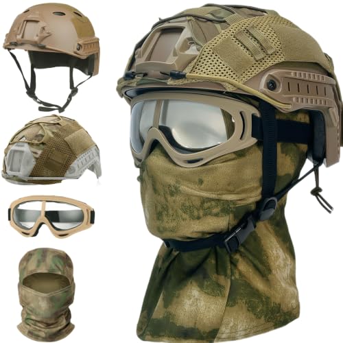 Airsoft Helmet,Helmet Cover Googles Mask and Tactical Helmet