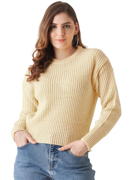 Image of Modeve Solid Round Neck Casual Women Sweater||Winterwear||