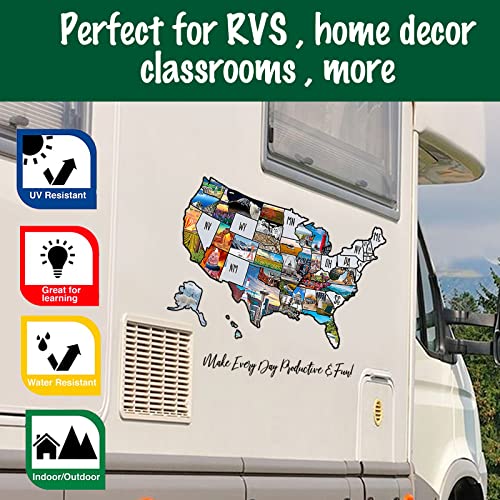 Pacify 2 Sheets RV Map of States Visited, RV Sticker Travel Map - Image 5
