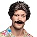 Produktbild Boland 86232 - Erwachsenenperücke Vance mit Schnurrbart, braun, Einheitsgröße, struppig, Karneval, Themenparty, Mottoparty