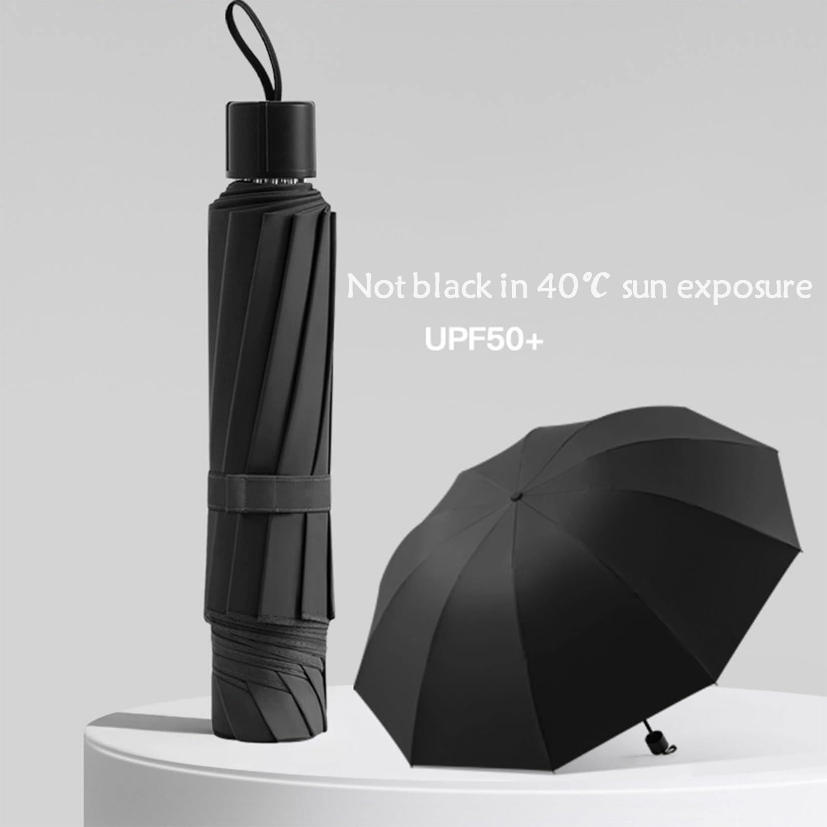 Voyagez Des Parapluies Automatiques Pour La Pluie, Des Parapluies Pliants Compacts Forts Pour Les Femmes Et Les Hommes De La Pluie, Un Parapluie UV De Colle À Colle Noire