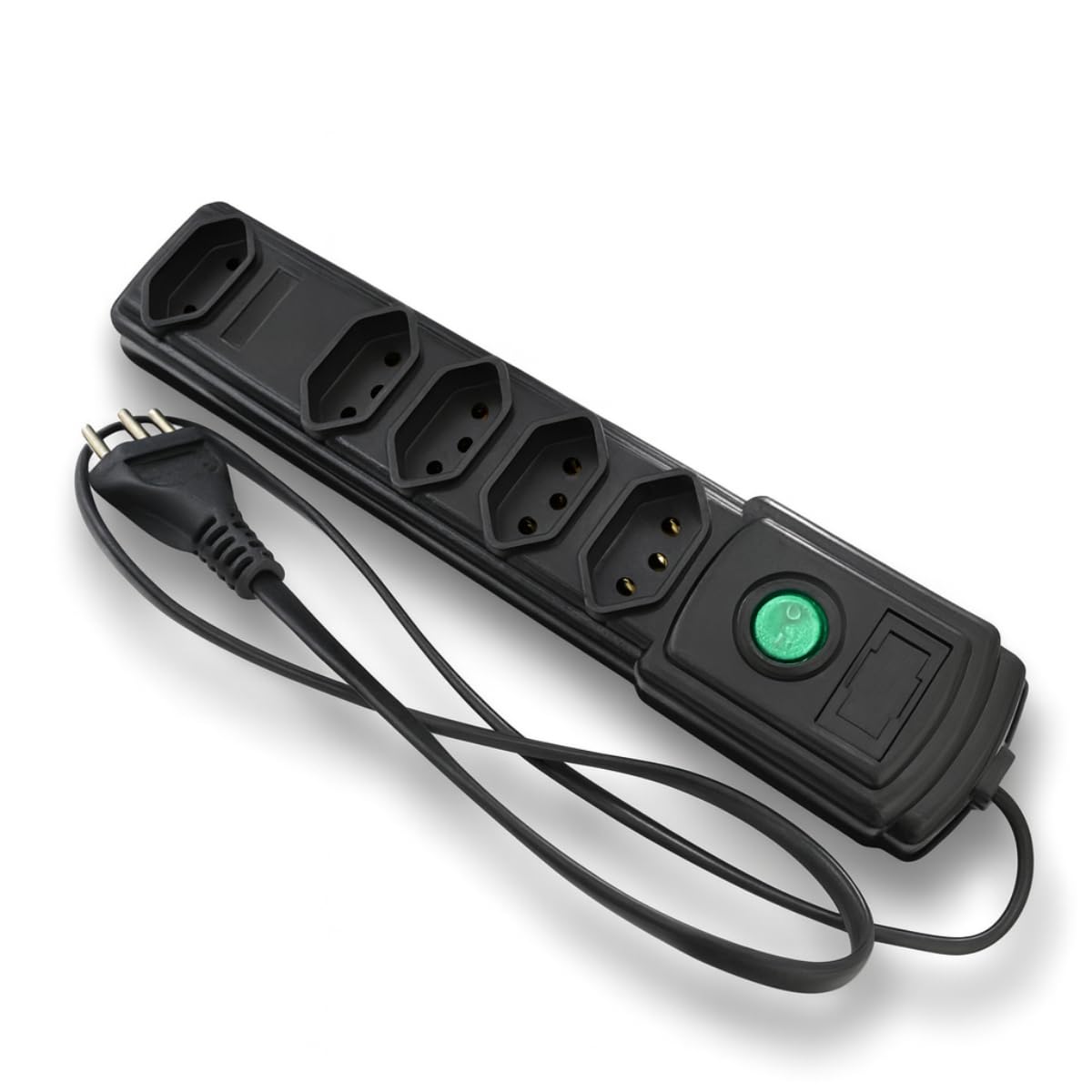 Filtro de Linha Preto Bivolt 5 Tomadas 10A 250V com Fusível de