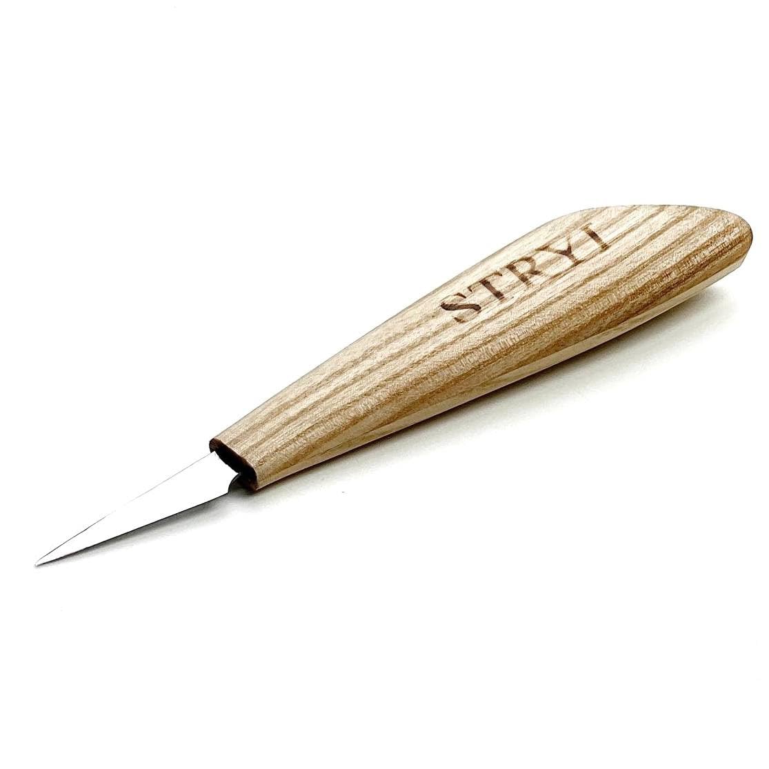 Coltello da intaglio in legno da 40 mm STRYI PROFI - Coltello per WHITTLING, SLOYD, al dettaglio, realizzato in acciaio al carbonio temprato