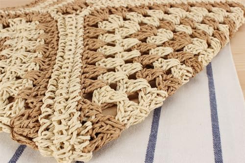 Image of Teeya Straw Crossbody Bag Women Weave Shoulder Bag Round Summer Beach Purse and Handbags