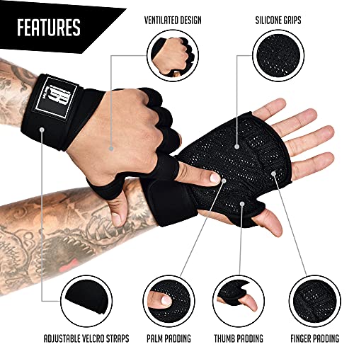 Rimsports Ventilated Weight Lifting Gloves With Wrist Support, Full Palm Protection Workout Gloves With Extra Grip, Great For Pull Ups, Cross Training, Fitness, Wods & Weightlifting For Men & Women #TOP1