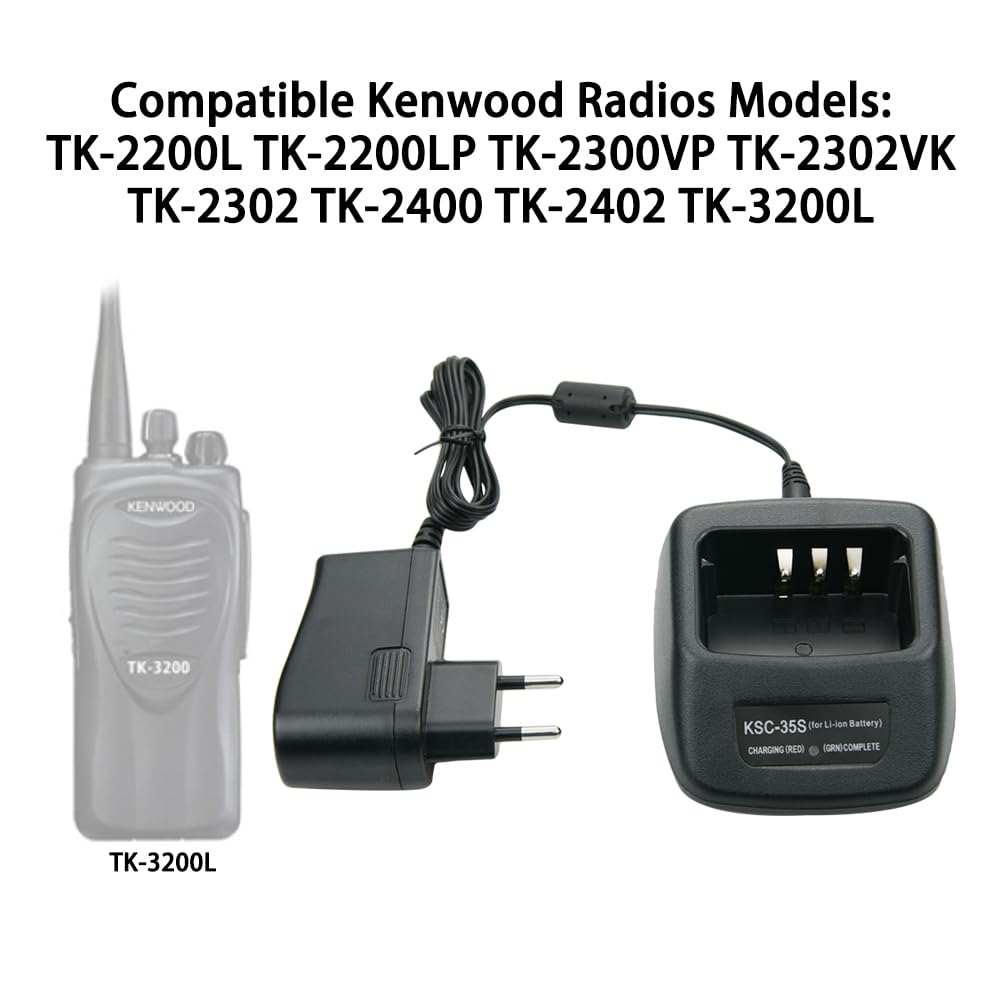 KNB-45L - Cargador de batería de Li-ION para Kenwood KSC-35S TK-2200L TK-2200LP TK-2300VP TK-2302VK TK-2302 Base de carga Radio