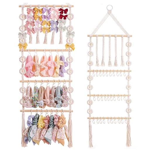 GRDYEAAR Bow Organizer for Girls, Claw Clip Organizer, Bow Hanger for Girls, Baby Girl Nursery Decor, Toddler Hair Accessory Organizer，Hanging Organizer