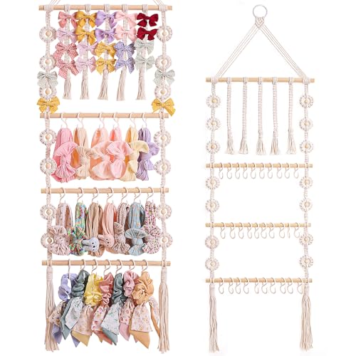 Image of RDYEAAR Bow Organizer for Girls, Claw Clip Organizer, Bow Hanger for Girls, Baby Girl Nursery Decor, Toddler Hair Accessory Organizer，Hanging Organizer…