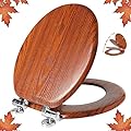 Round Toilet Seat Molded Wood Toilet Seat with Quietly Close and Quick Release Hinges, Easy to Install also Easy to Clean by Angol Shiold (Round, Brownish Red)