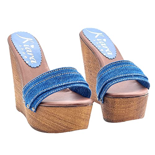 Kiara Shoes - Wedge Denim Woman Shoes with Comfortable Heel 13 - Made in Italy - KZ3101 Denim3
