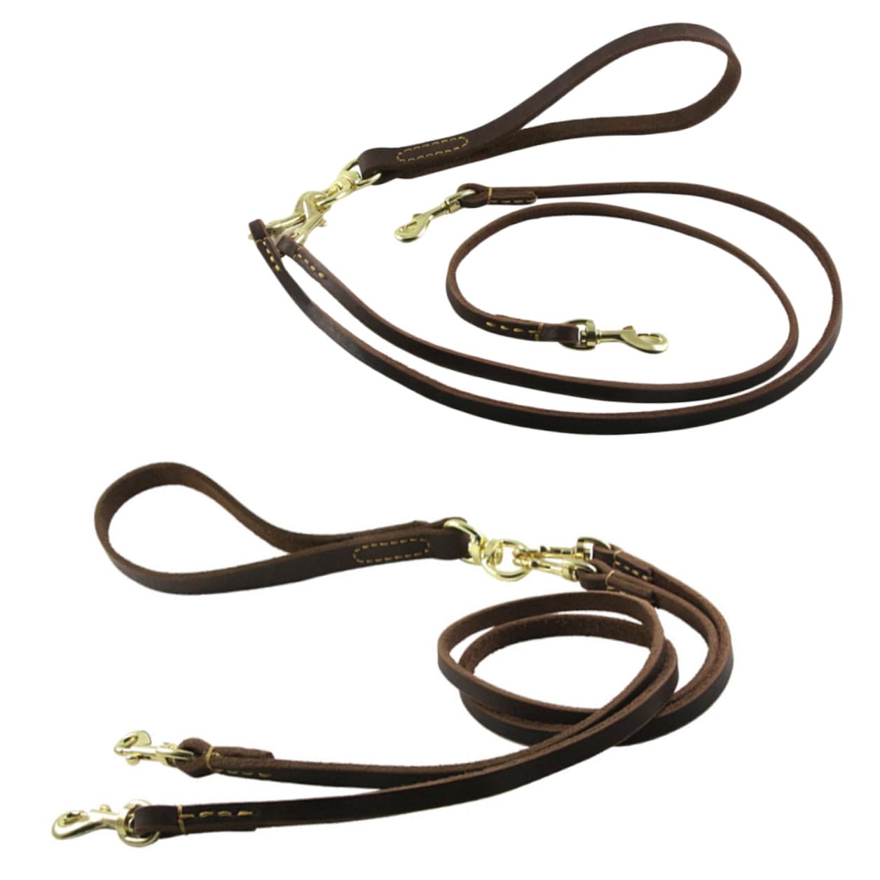 DOITOOL Guinzaglio Design per Cani in Pelle Bovina Regolabile Doppio e Resistente per Passeggiate e Viaggi Cuccioli