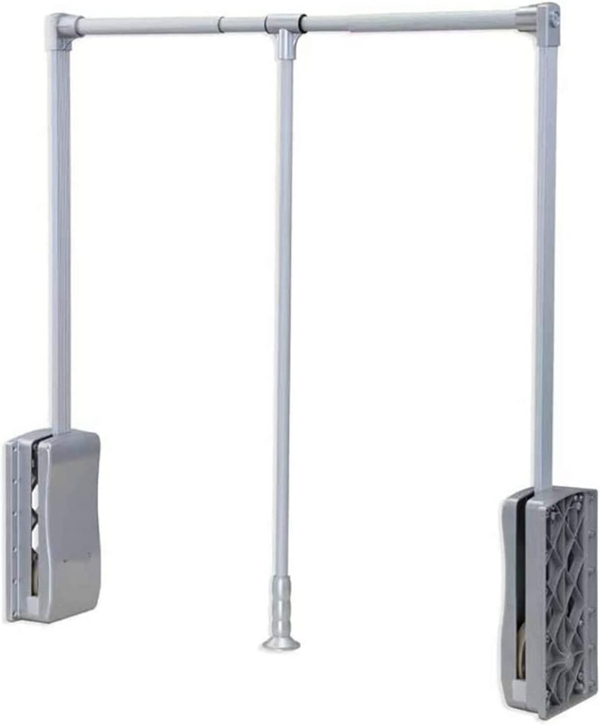 Aluminum Lift/Pull Down Adjustable Width Hanger,Wardrobe Removable Clothes Hanger Rail Soft Return, Retractable Hanger Organizer Rack for Pants Clothing Storage (Size : 660-890mm)