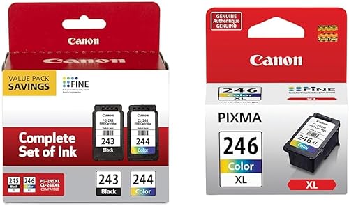 Canon Paquete múltiple de tinta PG-243/CL-244, compatible con TR4520, MX492, MG2520, MG2922, TS302 y TS202 y CL-246 XL cartucho de tinta de color