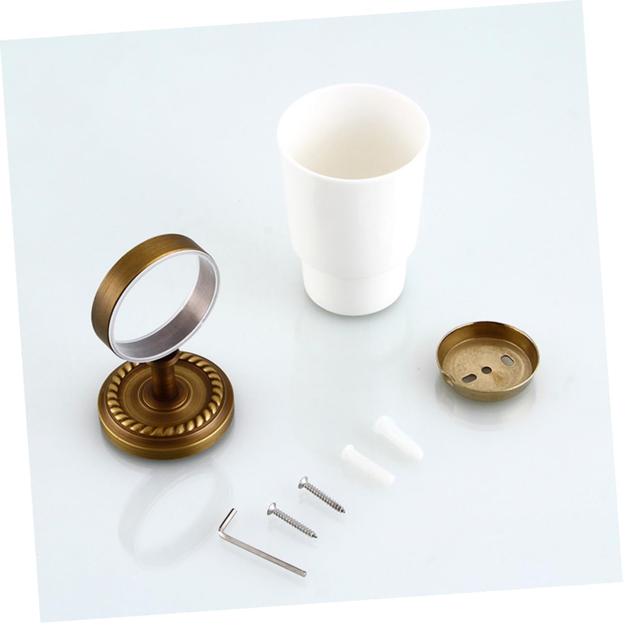LIFKOME Wall Mounted Toothbrush Cup Holder Bathroom Toothbrush Organizer Antique Copper Finish Easy to Install Space-Saving Design for Use