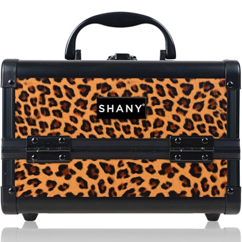 SHANY Chic Makeup Train Case Cosmetic Box Portable Makeup Case Cosmetics Beauty Organizer Jewelry storage with Locks, Multi trays Makeup Storage Box with Makeup Mirror - Lost Cheetah