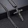 JeweBella Cross Necklace for Men Women Stainless Steel Jesus Crucifix Cross Pendant Venetian Chain 61 CM Silver/Gold/Black Religious Jewellery Gift #5