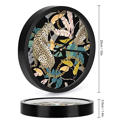 Pendule murale léopard moderne 25.4cm avec chaîne d'or pour décoration intérieure