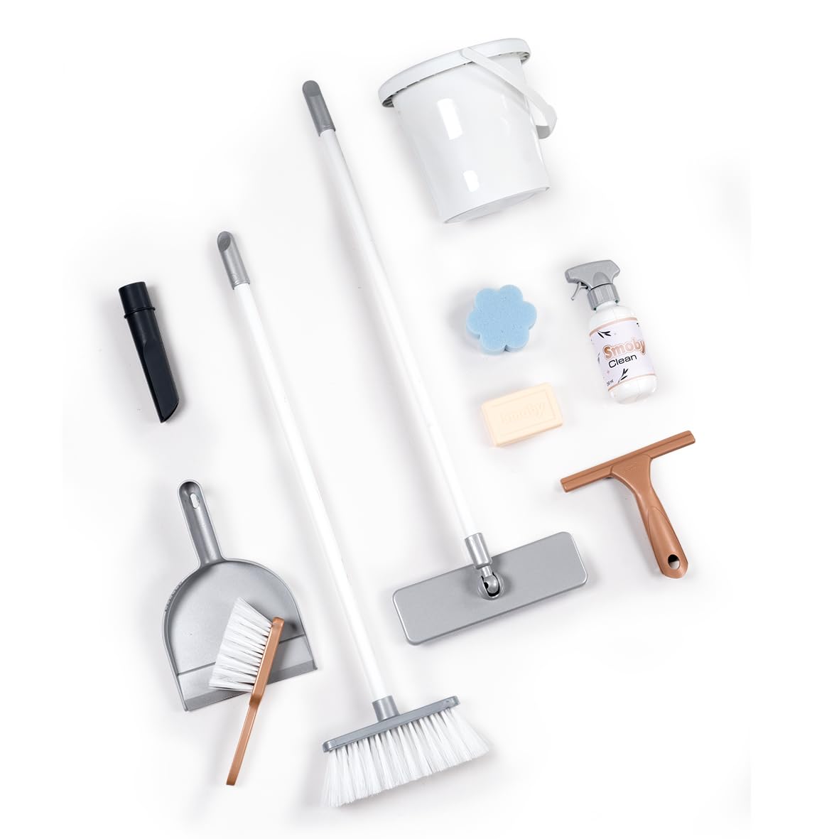 Smoby - Rowenta - Chariot de Ménage + Aspirateur Balai - Jouet d'Imitation - Fonction Electronique - 10 Accessoires - A Partir de 3 Ans - Fabrication Française