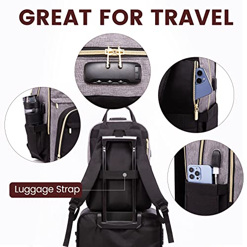 LOVEVOOK-Laptop-Backpack-for-Women-Fashion-Travel-Work-Anti-theft-Bag-with-Lock-Business-Computer-Backpacks-Purse-College-School-Student-Bookbag-Fits-17-Inch-Laptop-Grey-Black-Black