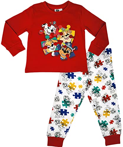 Paw Patrol La Pat' Patrouille – Chase, Marshall, Rubble & Skye Jigsaw - Unisexe Ensemble de Pyjama à Manches Longues - 2-3 Ans: 98cm