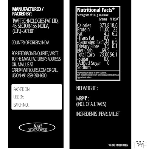 Image of TWF Unpolished Bajra Whole Millet | 500g | Pearl Millet | Hulled | Naturally Gluten-Free | Nutrient-Rich Supergrain