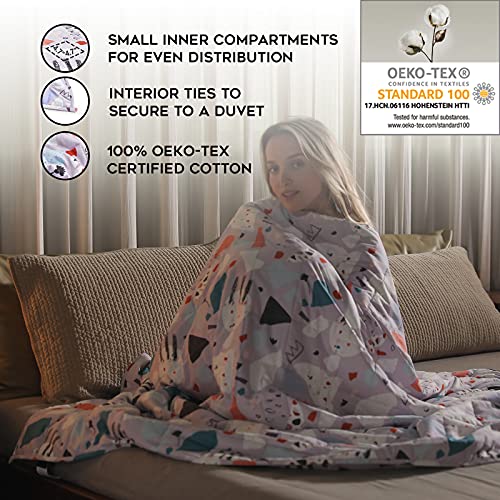 YnM Weighted Blanket,Heavy 100 Percent Oeko-Tex Certified Cotton Material, Bed Blanket for One Person of 140lbs, Ideal for Queen/King Bed (60x80 Inches, 15 Pounds, Terrazzo)