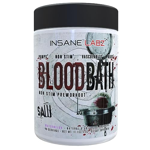 Image of Insane Labz Saw Bloodbath, Non-Stim Pump Pre Workout Powder with Nitrosigine, OxyGold, Agmatine Sulfate, L-Citrulline and Betainne Anhydrous, 40 Srvgs (Watermelon)