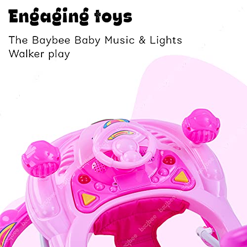 Baybee-Nemo-Baby-Walker-for-Kids-Foldable-Kids-Walker-with-3-Height-Adjustable-Parental-Push-Handle-Walker-for-Baby-with-Music-Light-Activity-Walker-Walker-Baby-6-18-Months-Boy-Girl-Pink