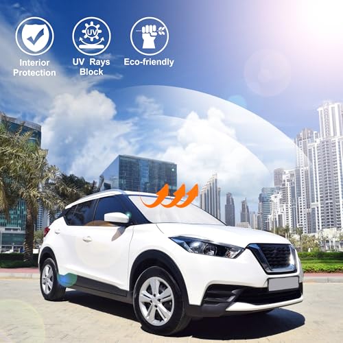 Image of Windshield Sun Shade Custom Fit 2018 2019 2020 2021 2022 2023 2024 Nissan Kicks S SV SR Crossover Accessories Front Sunshade Sun Visor Protector Keeps Cool