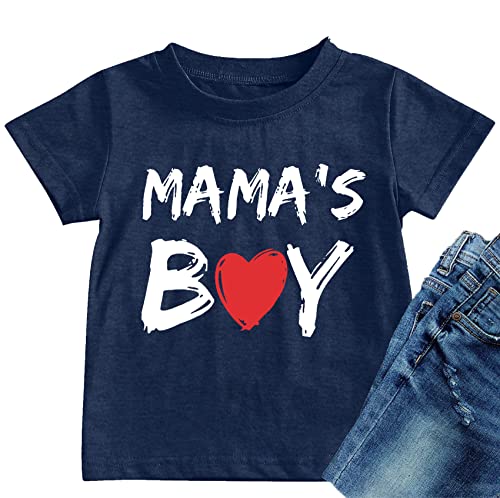 Image of VVNTY Valentines Shirts Toddler Boys Love Heart Graphic Tee Funny Letter Print Tops