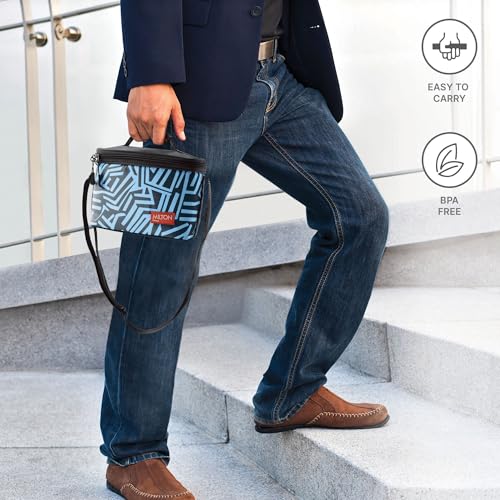 Image of MILTON Delicious Lunch Box with Insulated Fabric Jacket, 3 Stainless Steel Containers 210 ml, 340 ml, 500 ml &Tumbler 380 ml, Leak-Proof Tiffin for Office, College, Picnic, Black