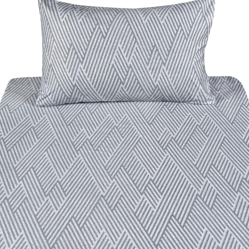 Image of Scientific Sleep Gray Geometry Modern Stripes 100% Cotton 3 Pcs Twin Bed Sheet Set Teen Boys, Flat Sheet & Fitted Sheet & Pillowcase Kids Bedding Set (Stripe Gray, Twin)