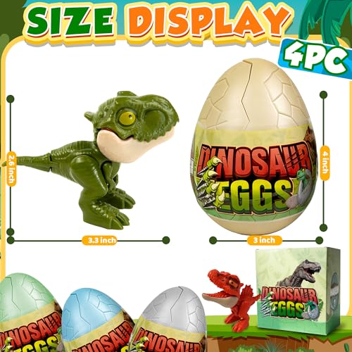 Image of 4 Pack Hatching Dinosaur Eggs for Kids Boys, Travel Toys Essentials for Toddlers Kids Dinosaur Eggs Surprise Birthday Gift Toys for Boys Aged 3 4 5 6 7 8 Year Old Christmas Stocking Stuffer Easter