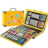 ESTUCHE DE TRANSPORTE: Mantenga sus materiales de arte organizados en el hogar, la escuela o en cualquier lugar en el resistente estuche de papel amarillo de dise?o Snap-fit.