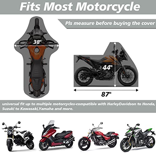 Xyzctem Motorcycle Cover – All Season Black Waterproof Outdoor Protection – Fit For 87 Inch Tour Bikes, Choppers And Cruisers – Protect Against Dust, Debris, Rain And Weather (M With Logo) #TOP4