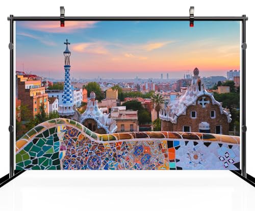 Fondo fotográfico 7x5 pies con diseño Barcelona Spain miniatura 3