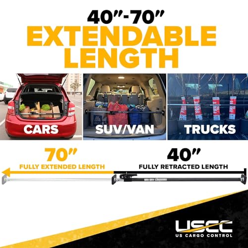 Image of US Cargo Control Ratcheting Cargo Bars for Pickup Truck Bed (4 Pack), 40 inch to 70 inch Adjustable Load Locks for Pickup Trucks, SUV, Minivan, and Small Trailers, Truck Bed Divider with Rubber Non-Slip Pads