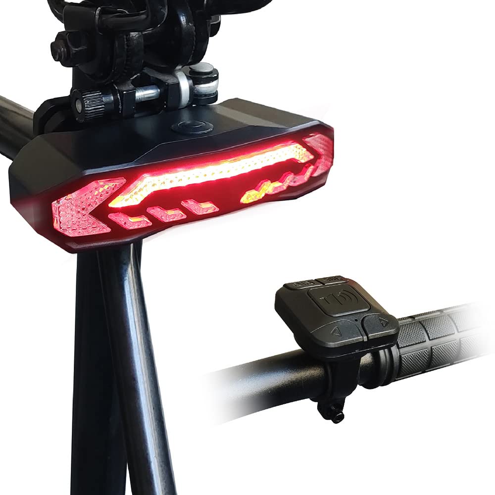 QUMOX SF33R Feu Arrière Vélo avec Alarme, Recharge USB-C, Feu Stop Intelligent, IP65 Étanche, Télécommande, Sirène Anti-Vol pour Vélo, VAE, Trottinette
