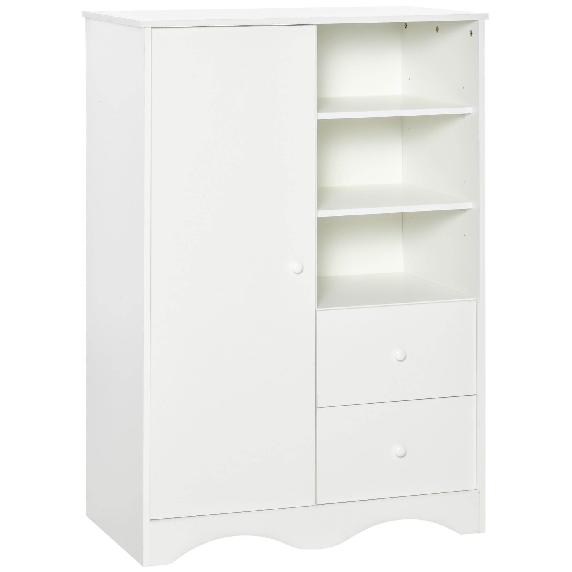 HOMCOM Armoire avec Porte 5 Étagères 3 Niches 2 Tiroirs Blanc, Chambre