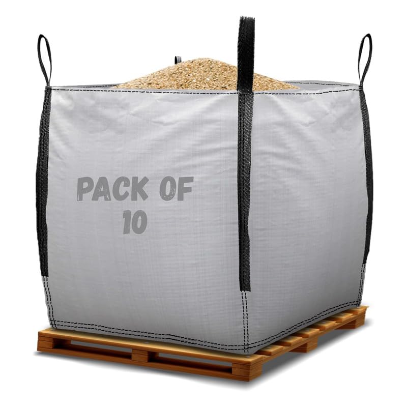 PRIMES DIY 10 Pack (85x85x85cm) 1 Tonne Ton FIBC Bulk Bags with Handles | Large Garden Waste Bags | Strong, Reusable, Jumbo Storage Bag, Builders Sacks & Dumpy Ton Bags