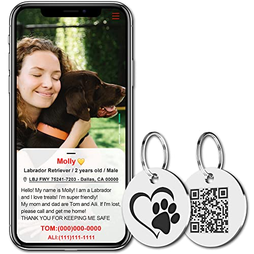 MYLUCKYTAG Stainless Steel QR Code Pet ID Tags Dog Tags - Pet Online Profile - Scan QR Receive Instant Pet Location… - Image 5