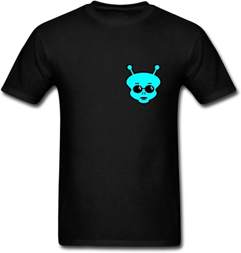 LSHOPIN Men's Alien wiht Sunglasses Short Sleeve T-Shirt X-Large Black